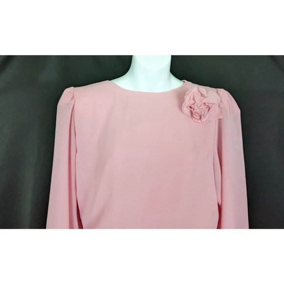 Vintage 80s Dress Pink Semi Sheer Ursula Switzerland Misses Size 9/10 - Picture 2 of 7